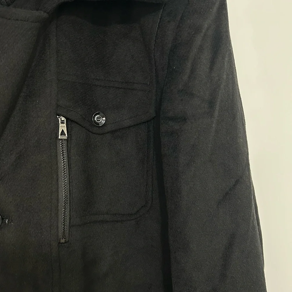 Men’s Wool/Polyester Blend Black Coat - Picture 6 of 15